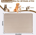 Bartuke Cat Food Mat, 40" x 28" Cat Litter Mat Extra Large Silicone Pet Feeding Mat with Raised Edge Pet Placemat for Food and Water Bowl Non-Slip, Easy to Clean, Floor Protection (Khaki)
