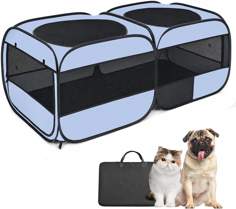 2-in-1 Dog Playpen, 58''Pop Up Cat Puppy Pet Playpen Indoor/Outdoor Cats Enclosed, Cat Dog Tent Crate Cage Kennel, Porta