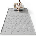 Bulkniu Large Silicone Cat Litter Mat, Waterproof/Urineproof, Litter Recycling, Easy to Clean, Soft on Kitty Paw (22"X34"- Grey)