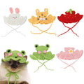 Guiqulai 5 Pack Cute Knitted Cat Hats Dog Hats – Frog Strawberry Pink Flower Tiger Rabbit Funny Hat for Cats Dogs Small Pet Birthday Costume Accessories