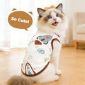 PETCARE Cute Cartoon Cat Shirts for Cats Only Soft Cotton Tshirts Brown Spaceship Cat Clothes for Cats Only Female Male 