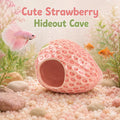 Mechpia Ceramic Aquarium Cave Decor, Strawberry Betta Fish Hideout with Ice Crackle Glaze, Fish Tank Cave Ornament for S