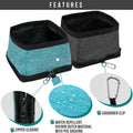 PetAmi Collapsible Dog Bowls 2 Pack, Food and Water Bowls Travel Set, Blue