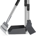 Dog Pooper Scooper, Dog Poop Tray and Rake Set with Long Stainless Handles