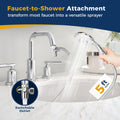 KLLEYNA Shower Head Hose Attachment for Sink/Tub Faucet - ON/OFF Jets Sprayer for Dog Wash/Bathtub Cleaning/Baby Bath/Hair Rinse, Tap Extender Water Nozzle for Bathroom Kitchen Utility Garden Basement