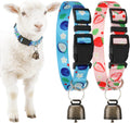 2 Pack Goat Collars with Bells，Fruit Adjustable Nylon Collar Set