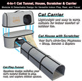 HAIDIVAN Pet 4-in-1 Cat Tunnel, Carrier, House & Scratcher – Detachable and Combinable – Indoor Beds, Outdoor Use, Cat Toys & Furniture (Gray)
