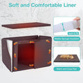 Suumerpety Feral Dog House Outdoor,Anti Bite Iron Frame Dog Kennel,Wood Warm Pets Home,Insulated Weatherproof Outside Sh