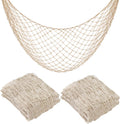 Fish Net Decorations, 2 Pack, 80 x 40 in Cotton Rope Netting