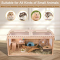 Wooden Hamster Cage,32"x16"x16"Large Hamster Cage,2 Washable Liners & 2 Adjustable Ventilation Window. Small Animal Cage