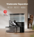 Wireless Cat Water Fountain No Filters, Wastewater Separation, FEELNEEDY Stainless Steel Bowl, 3.5L Pet Water Fountain f
