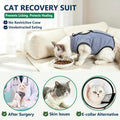 kzrfojy Cat Surgery Recovery Suit Cat Onesie for Cats After Surgery Spay Surgical Abdominal Wound Skin Diseases E-Collar Alternative Wear (Grey-Blue-L)
