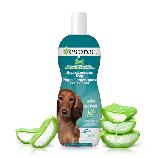 Espree Hypoallergenic Dog Shampoo & Conditioner, Dog Grooming Supplies, Tearless Formula with Aloe Vera, Made Without Sulfates, Parabens, Harsh Chemicals and Dyes, Safe for Sensitive Skin, 20oz