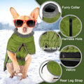 Dog Winter Coat with Waterproof Zipper Harness Hole, Fleece Dog Jacket