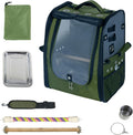 Birds Day Bird Carrier Backpack - Breathable Mesh Portable Parrot Travel Cage with 2PCS Perch, Food Bowl, and Stainless 