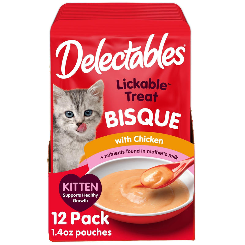 Delectables Bisque Kitten Lickable Wet Cat Treats - Tuna & Chicken (pack of 12) ( Packaging May Vary )