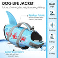 AOFITEE Dog Life Jacket High Buoyancy Shark Dog Life Vest for Swimming, M