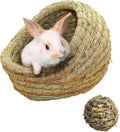 kathson Rabbit Grass House Bunny Woven Hay Bed Guinea Pig Hideout Hand Woven Natural Grass House for Hamster and Small A