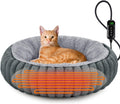 INVENHO Heated Cat Beds for Indoor Cats and Small Dogs, 20" Cozy Donut Heated Pet Bed with Timer & Temp Adjustable, Remo