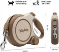 26ft Retractable Dog Leash for Large Dogs up to 110 lbs, Khaki