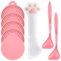 Uiifan 8 Pcs Cat Food Can Covers Lids Set, Silicone Pet Food Can Lids with Multi-Function Cat Foods Spoon and Opener, Silicone Wet Foods Spoon for Cats and Dogs(Pink)