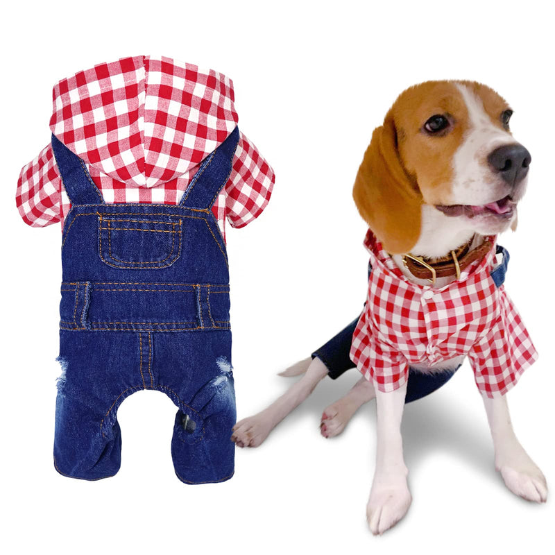 SILD Pet Denim Jumpsuit Dog Jeans Hoodies Cool Blue Coat Medium Small Dogs Classic Jacket Puppy Blue Vintage Washed Vests