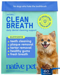 Native Pet GutWell Clean Breath - Dog Breath Freshener & Dog Teeth Cleaning Powder Cold-Pressed to Reduce Plaque, Tartar & Promote Oral Health with Triple-Biotic Blend, Brown Algae & Zinc - 60 Scoops