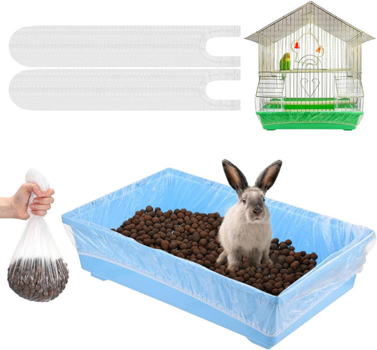 M METERXITY 100-Pack Disposable Cage Liner 28" x 20", Small Animal Clear Plastic Rabbit Bird Cage Liner Bag, Toilet Tray
