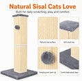 YULOYI Cat Scratching Post for Large Indoor Cats & Kittens, Cat Scratcher with Extra Large Stable Base and Natural Sisal, Sturdy Cat Scratch Post to Protect Furniture & Couch, Grey, 32 Inch