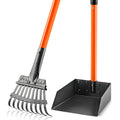 ROIUBPO Pooper Scooper, Long Handle Dog Pooper Scooper for Medium Small Dogs Heavy Duty, Pet Supplies Stainless Metal Tray and Rake Set, Use on Grass, Dirt or Gravel