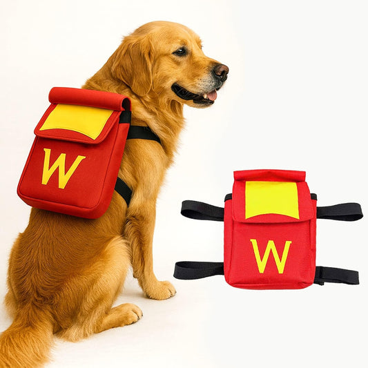 Dog Backpack for Dog, Red Self Carrier Pet Pack with Pockets, Adjustable Hands-Free Travel Hiking Walking Vest, Cute W S