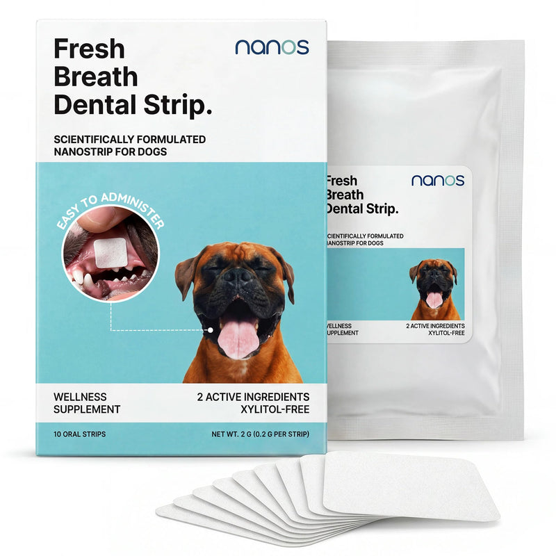 NanosVet Dog Dental Treats Strip – 10-Pack Dog Breath Treats | Dissolves in Seconds | Teeth Cleaning Strip | Pet Oral Care Mint Strips