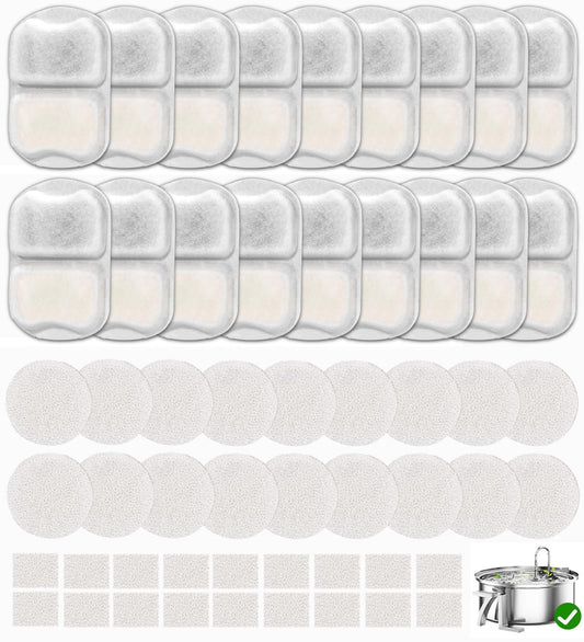 18 Sets Pet Water Fountain Filter Replacement Compatible with Oneisall PWF-002 7L/230oz Dog Water Fountain, Dog Water Bowl Filters with Pre-Filters and Pump Sponges