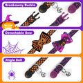 azuza 2 Pack Halloween Cat Collars with Bell, Pumpkin Spider Bowtie Design