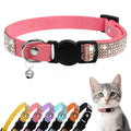 Rhinestone Cat Collar Breakaway, Soft Velvet Cat Collars with Bell, Adjustable Comfortable Cats Collar, 7.5-12.5 Inch for Cat, Kittens and Puppies (Pink)