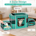 Portable Cat Playpen with Litter Box 3-Room, Soft Pet Cage Crates