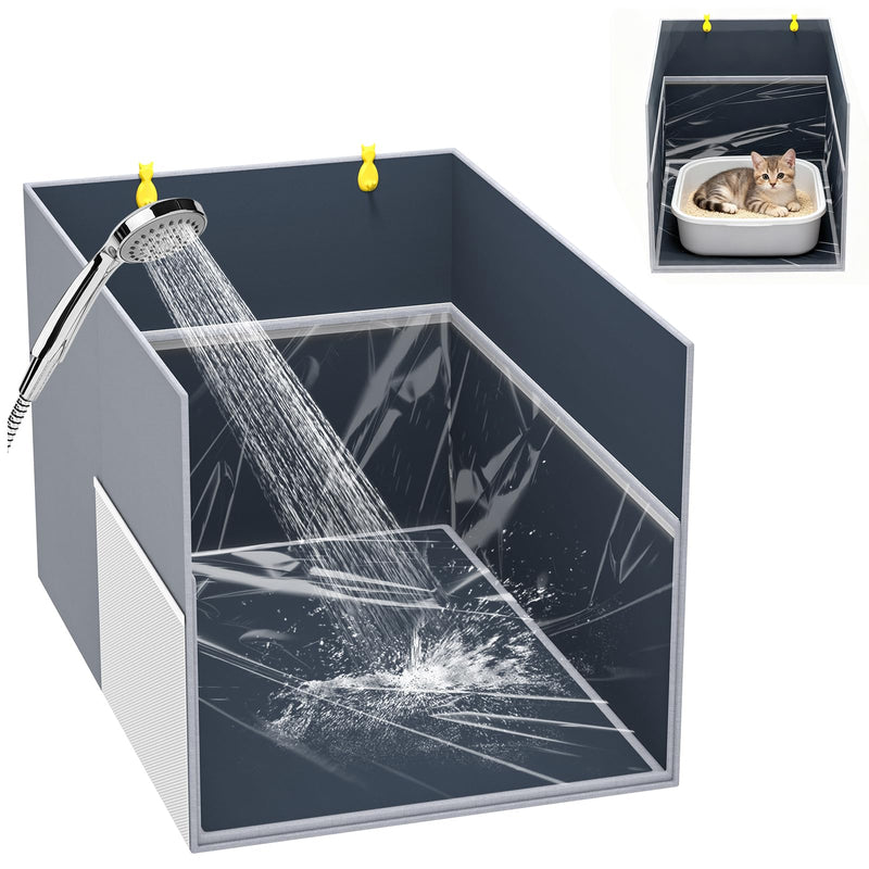 Aokeyee Cat Litter Box Enclosure Splash Guard, Extra Large 27