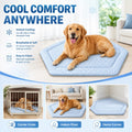 Fanfanwin 42.5 x 23.8 Inch Corner Dog Crate Mat Bed for Large Dogs, Washable Kennel Pad for Furniture Dog Crate, Ice Sil