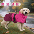 BRKURLEG Dog Raincoat, Waterproof Rain Jacket with Hood, Rose Red, XXL