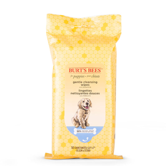 Burt’s Bees for Pets Gentle Cleansing Puppy Wipes with Buttermilk - Hypoallergenic, 98% Natural Origin Wipes That Gently Cleanse and Condition, Safe Formula, 50 Count