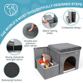 Foldable Pet Stairs with Cozy House & Storage