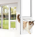 Vertical Cat Door for Window, Fits 43"- 47" Height Sliding Window, 3-Min No Damage Install, Sturdy Aluminum Frame, Weath