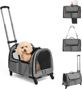 Large Pet Carrier with Wheels, Foldable Rolling Dog Carrier with Big Pocket, Cat Rolling Bag 21"x13"x13" for 2 Cats &Dog