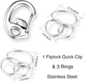 Stainless Steel Pet Collar Tag Clip, Contour Carabiner- 2 Sets