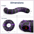 Love's cabin Round Cat Tunnel for Indoor Cats, Collapsible Pet Play Tunnel with Teaser Wand, Peek Holes & Hanging Ball, Interactive Kitty Tube for Kittens & Rabbits, Purple