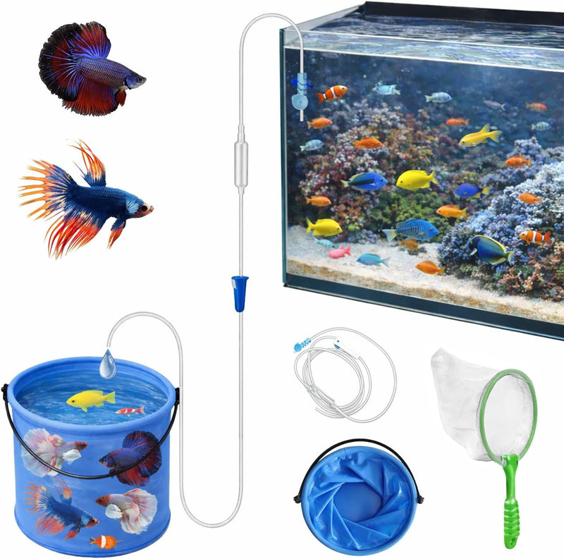 3Pcs Drip Acclimation Kit with Foldable Fish Acclimation Bucket, Drip Acclimation System and Aquarium Fish Net, Fish Tan