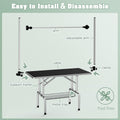 Dog Grooming Table, Adjustable Large Pet Drying Desktop, Foldable Bathing Desk with Arms, Noose, Mesh Tray, Maximum Capacity Up to 330Lb, 46in, Dark Black