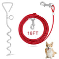 Relux Dog Tie Out Cable and Stake, 16FT Outdoor Dog Stake for Yard Training, Running, Hiking,Camping, 16 Inch Heavy Duty Dog Anchor Spiral Stake for Small to Medium Dogs(Red)