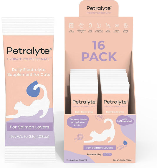 Petralyte Cat Hydration Electrolyte and Cat Joint Supplement | Hydration Support for Cats w/Glucosamine, Chondroitin, L-Glutamine, Taurine, Lysine & Prebiotics | for Chicken Lovers | 16 Packets