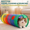 iCAGY 25 Pcs Cat Toys for Cats, Indoor Kittens - Interactive Variety Pack, 45 inches Rainbow Cat Tunnel, Feather Teaser, Feather Golf, Mice, Springs, Balls, Noise Toys - Rainbow/Colorful 45"